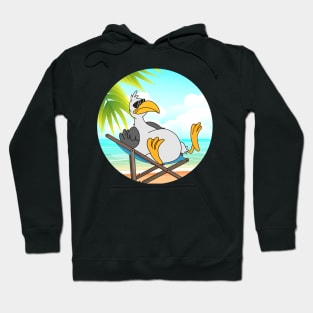 Seagull Chilling At Beach With Sunset Comic Style Hoodie